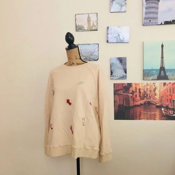Stellah beige crystal embellished sweatshirt, Sz. 1X - Picture 2 of 7